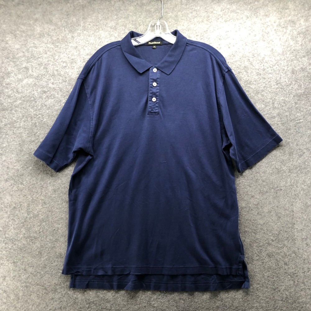 Paul Stuart Pima Cotton Polo Shirt Mens XL Navy Blue Short Sleeve Made in Peru
